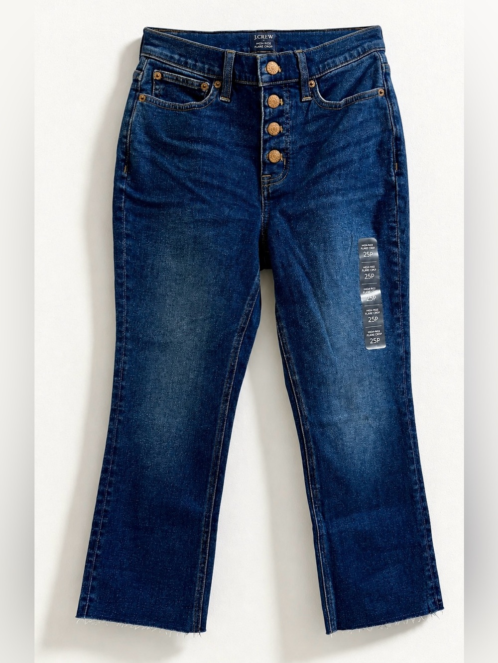 J.Crew High-Rise Flare Crop Jeans Button Fly Dark Wash 25P Petite NWT